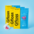 Gfloss Pack of 3 hands-free dental floss with 120 flossers and a reusable travel case for daily oral care.