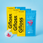 Gfloss Pack of 3 hands-free dental floss with 120 flossers and a reusable travel case for daily oral care.