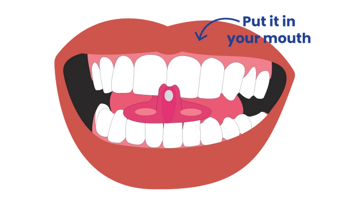 Grab a Gfloss and place it inside your mouth.