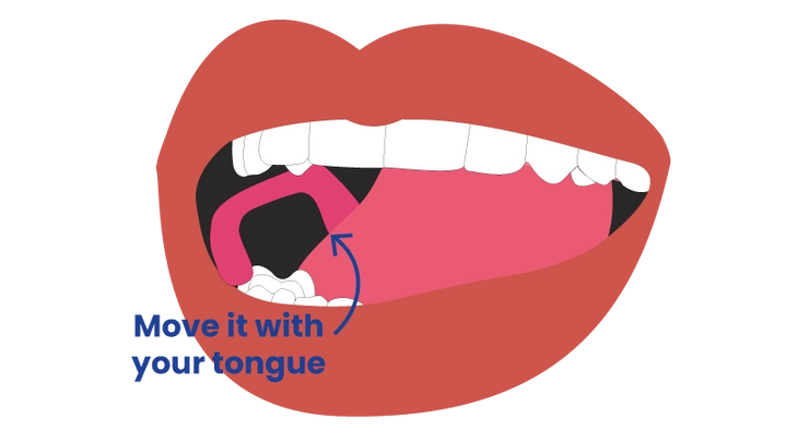 Once it’s back on your tongue, move it to the next gap and repeat.